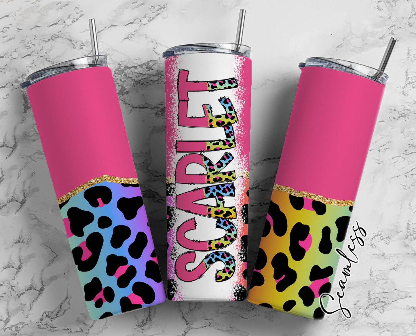 20 oz Sublimation Wraps-Split Design with Matching Alphabet