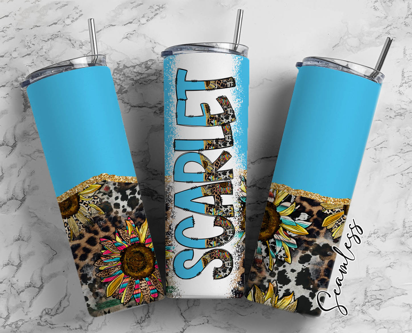 20 oz Sublimation Wraps-Split Design with Matching Alphabet