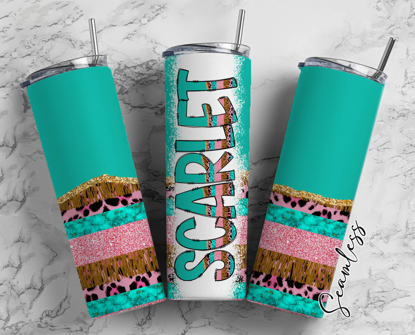 20 oz Sublimation Wraps-Split Design with Matching Alphabet