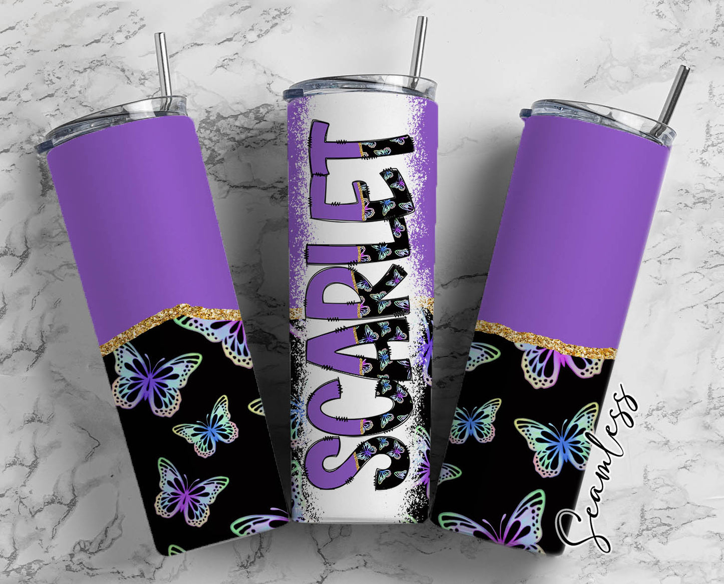 20 oz Sublimation Wraps-Split Design with Matching Alphabet