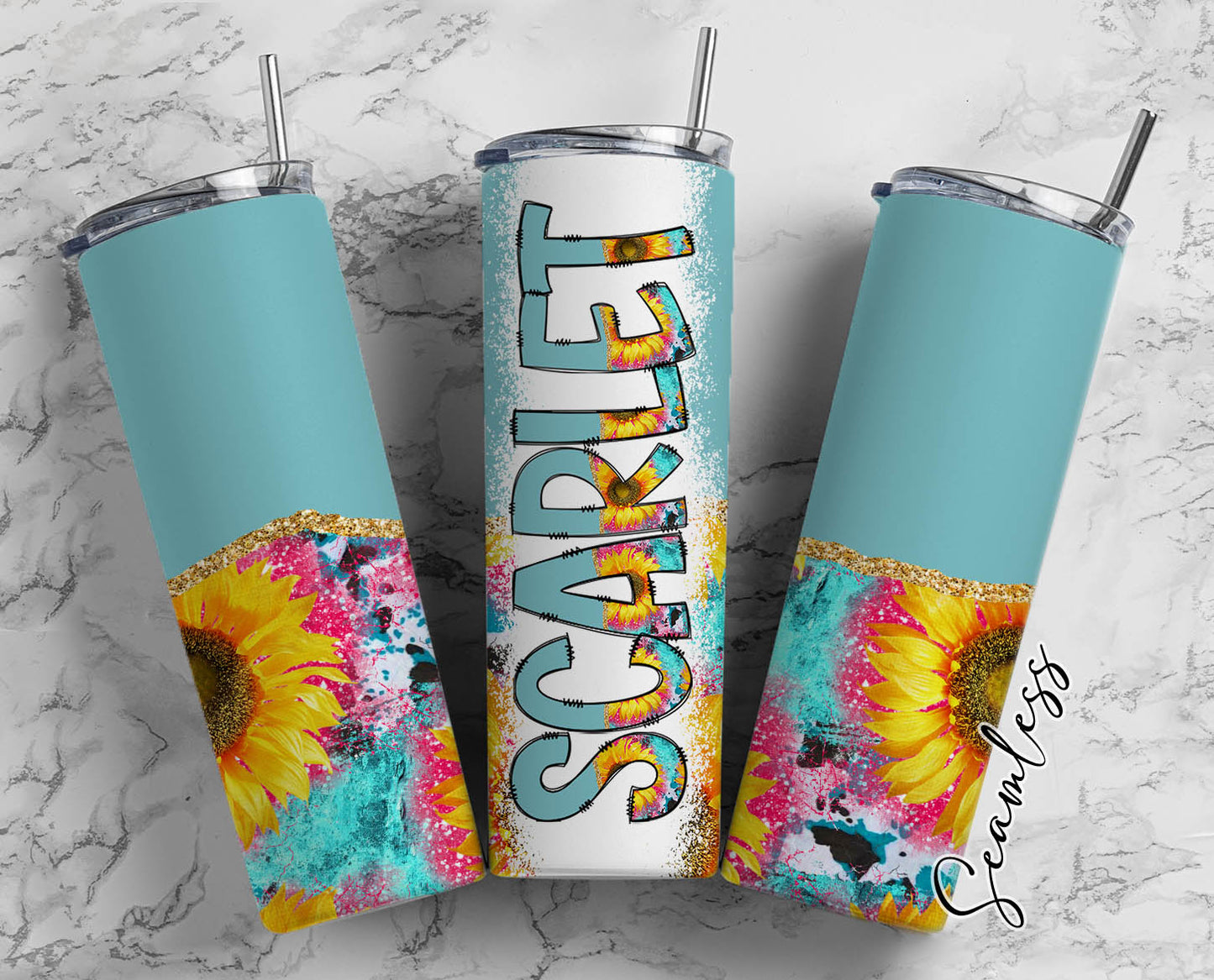 20 oz Sublimation Wraps-Split Design with Matching Alphabet