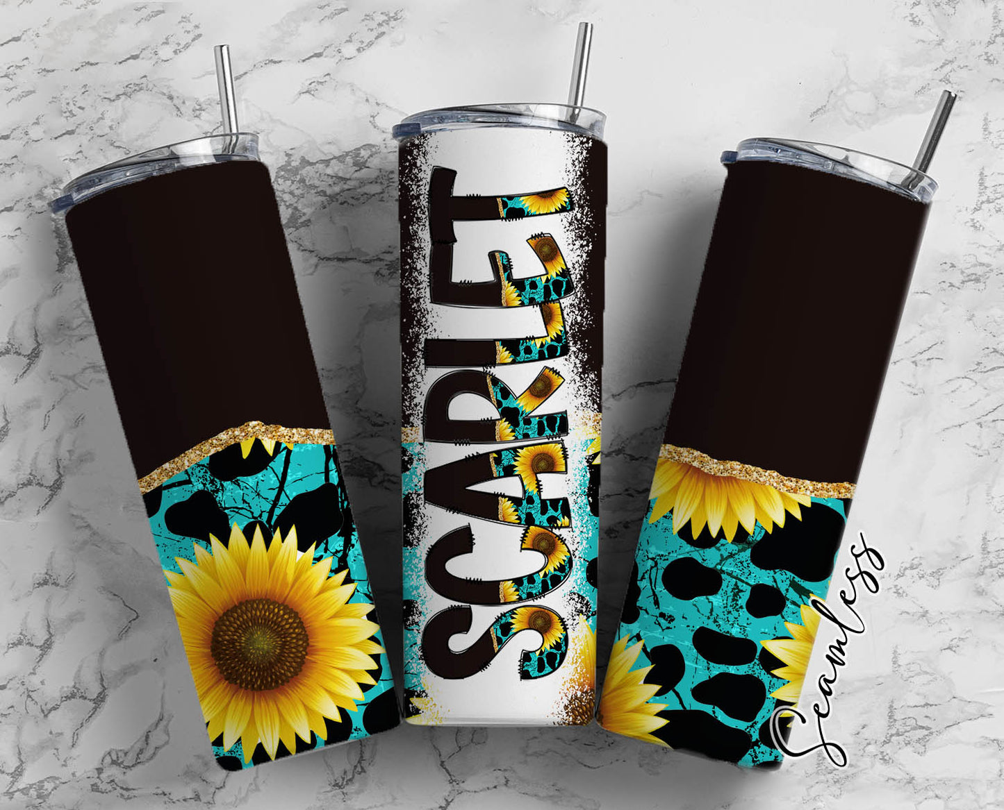 20 oz Sublimation Wraps-Split Design with Matching Alphabet